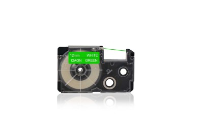 Kompatibilní CASIO XR-12AGN 12mm bílý tisk/zelený podklad páska pro Gigaprint – Cetria s.r.o.